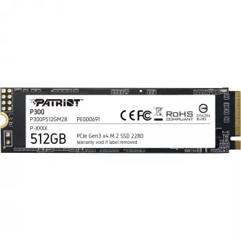 SSD interna PATRIOT P300 512 GB M.2 PCIe NVMe — Lectura 1700 MB/s, Escritura 1200 MB/s, 3D NAND, 3,8 mm, TBW 240