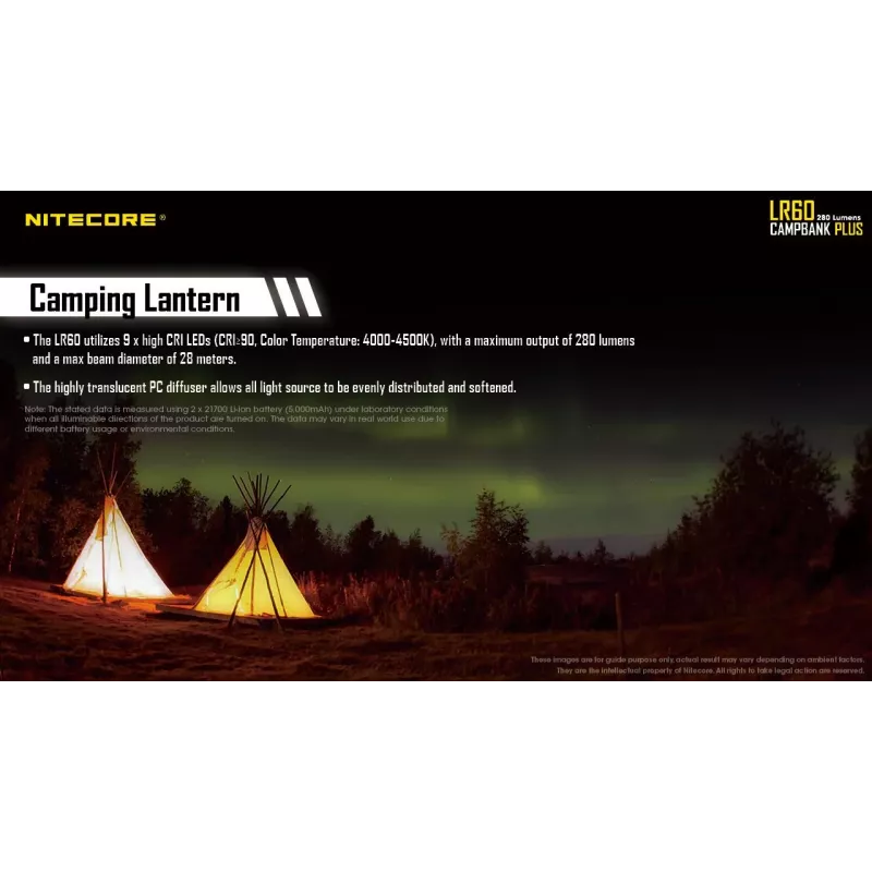Linterna de camping a pilas Nitecore LR60 280 lm USB C