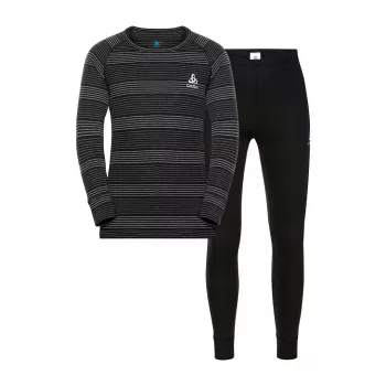Odlo Set largo ACTIVE WARM ECO Set ropa interior para niños, talla 104 cm, negro y gris