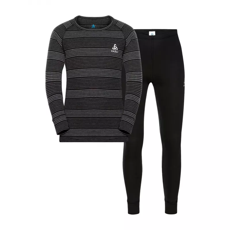 Odlo Set largo ACTIVE WARM ECO Set ropa interior para niños, talla 104 cm, negro y gris