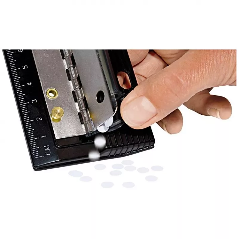 WEDO Business 67 9401 perforadora de bolsillo, 4 agujeros, capacidad de perforación 3 mm, plástico con carril metálico, negro