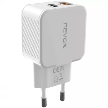 Cargador nevox USB PD Type-C + USB QC 3.0 30 W blanco (2009)