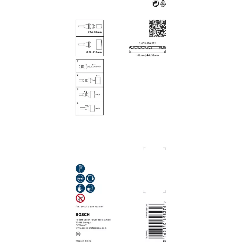 Bosch 2 609 390 590 accesorio de taladro adaptador de sierras de corona