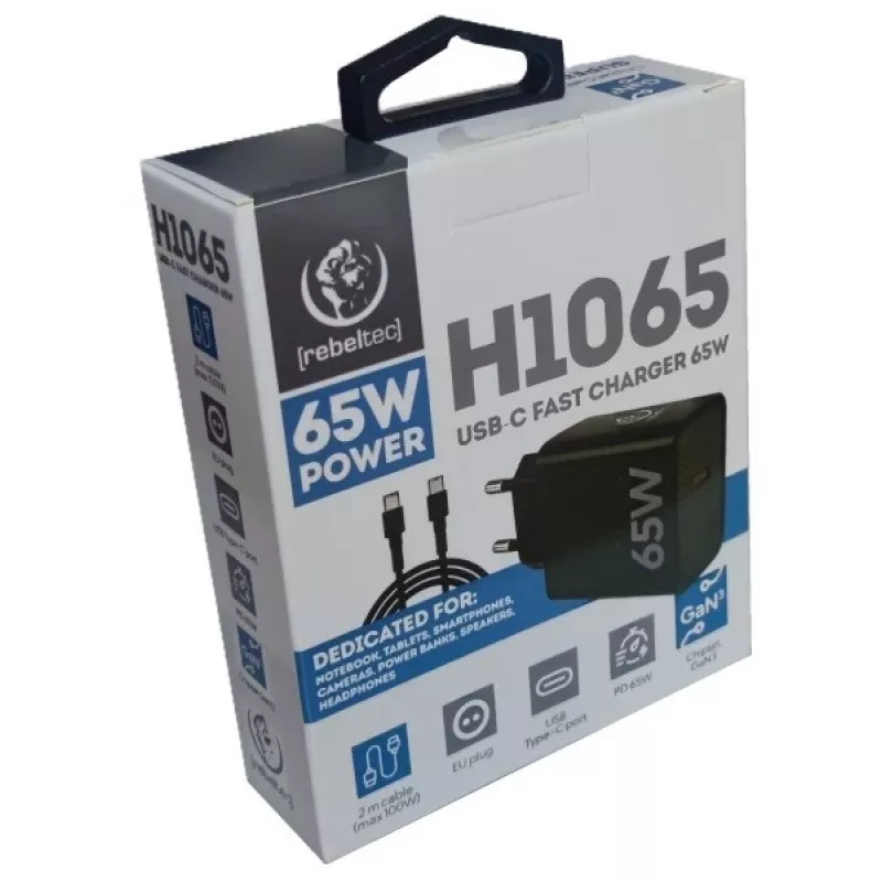 Cargador rápido PD65W USB-C para portátiles, smartphones