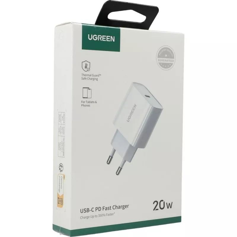 Fuente de alimentación Ugreen USB Power Delivery 3.0 Quick Charge 4.0+ 20W 3A (blanco)