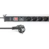 Regleta de enchufes Digitus de 12 tomas Schuko perfil de aluminio protección contra sobretensiones 2 m de cable