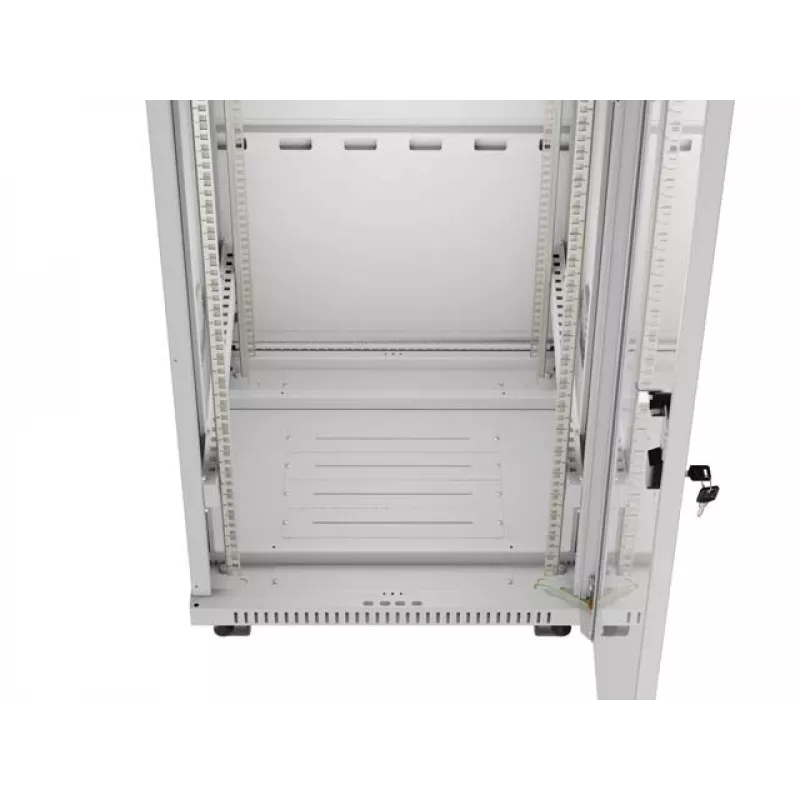 Armario rack de suelo LANBERG 19 pulgadas 32U 600×600 mm gris con puertas perforadas y LCD (flat pack)