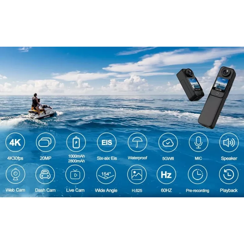 Action cam SJCam C300 4K 30fps, diseño compacto sumergible