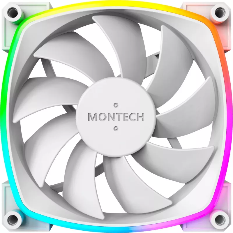 Ventilador de caja Montech AX120 120mm PWM ARGB, pack de 3, Blanco