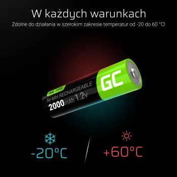 Batería recargable Green Cell GR06 AA NiMH 1,2 V 2000 mAh, 2 uds., 50,5 mm