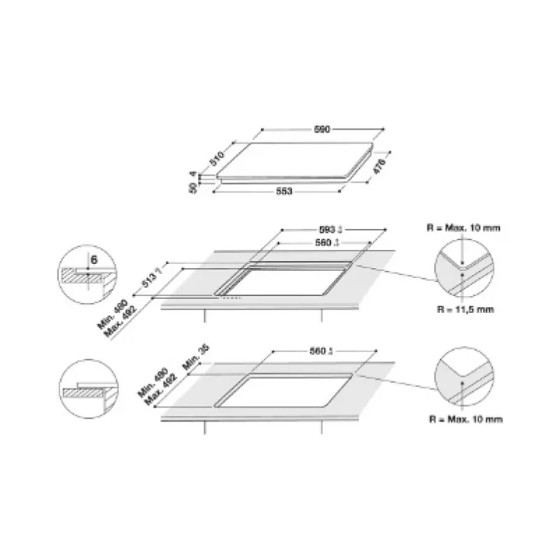 WHIRLPOOL placa de inducción WL B4560 NE/W, 60 cm, blanco