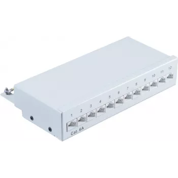 Patch panel 1U ShiverPeaks BS75077 RJ-45 Cat6a gris metal