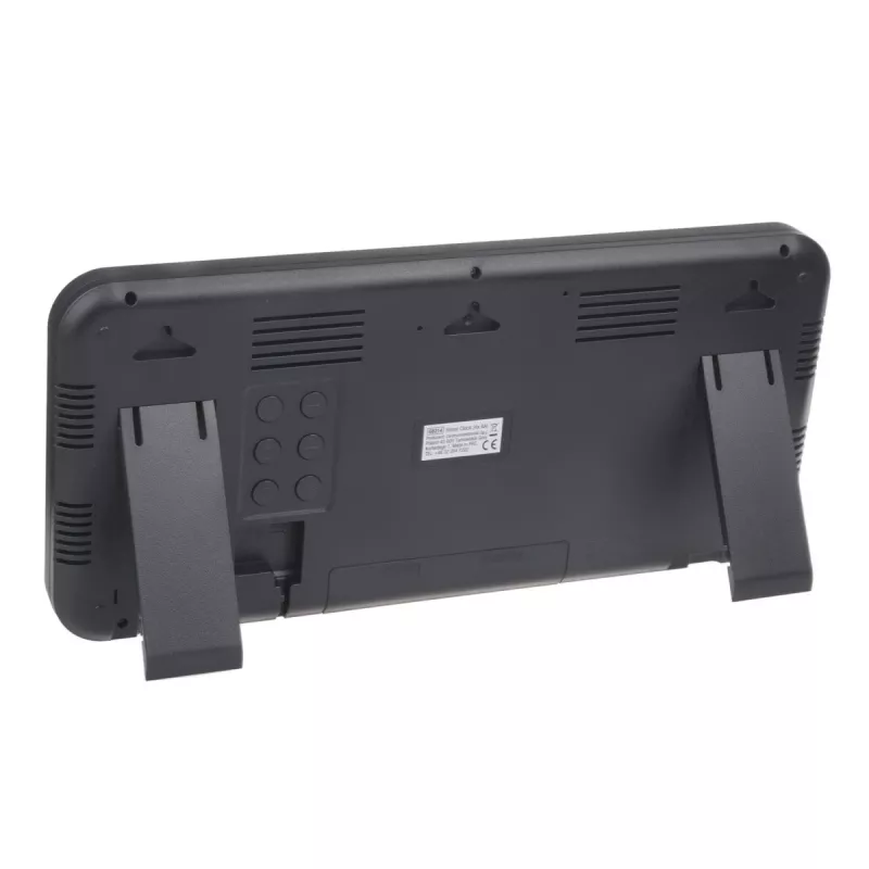 Reloj de pared digital grande GreenBlue GB214 con sensor de temperatura y fecha, LCD 37x17 cm, de pared o independiente, alimentación por adaptador y pilas