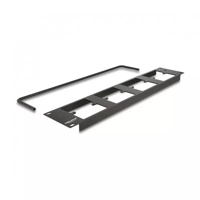 Delock 88195 panel de parcheo de 19" tipo D con 4 placas de 86 x 86 mm, 4 puertos, 2U, negro
