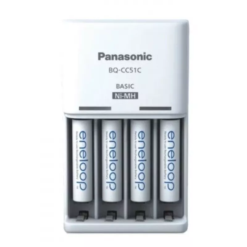 Cargador de baterías PANASONIC Eneloop Basic BQ-CC51 + 4x AAA 800 mAh (K-KJ51MCD04E)