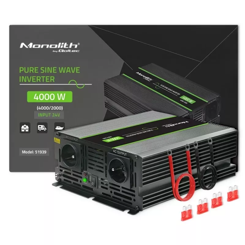 Qoltec Monolith Adaptador/convertidor de corriente para coche 4000 W Negro