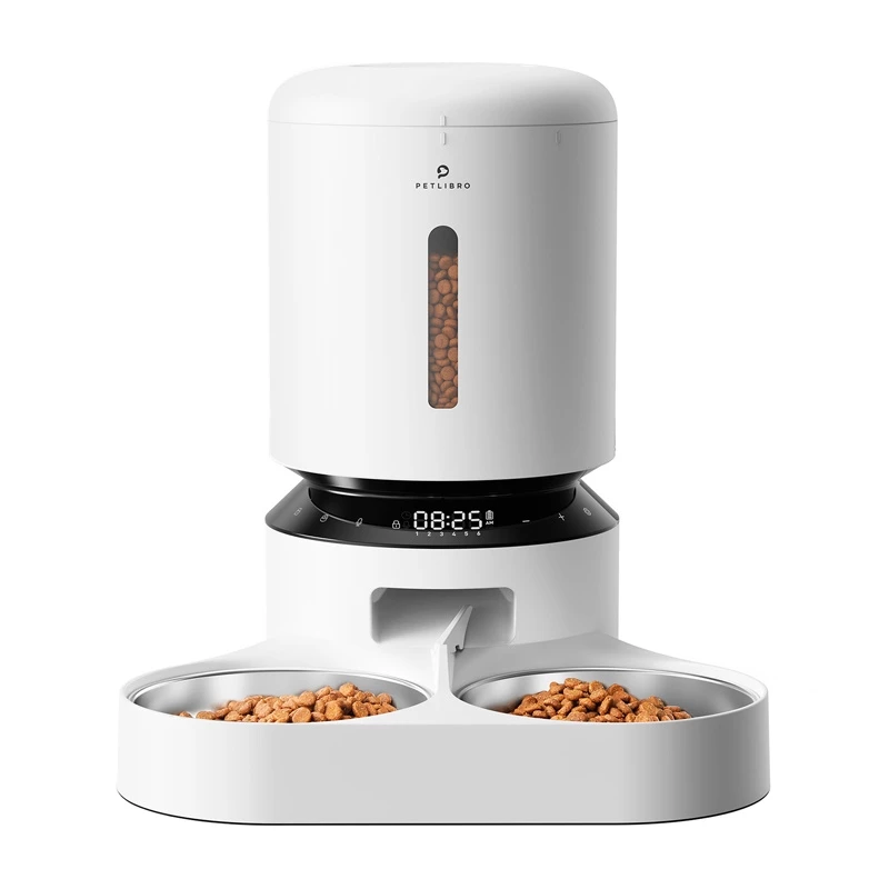 Comedero automático Aptel Granary con doble cuenco 5 L, blanco