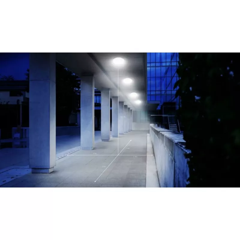 Lámpara de techo Steinel DL Vario Quattro PRO S — lámpara LED redonda 14 W, blanca, 310×69 mm, detector de movimiento integrado
