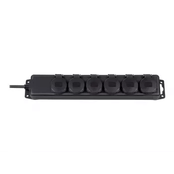 Regleta de enchufes IP44 6 tomas negro 2 m H07RN-F 3G1,5 (1159970)