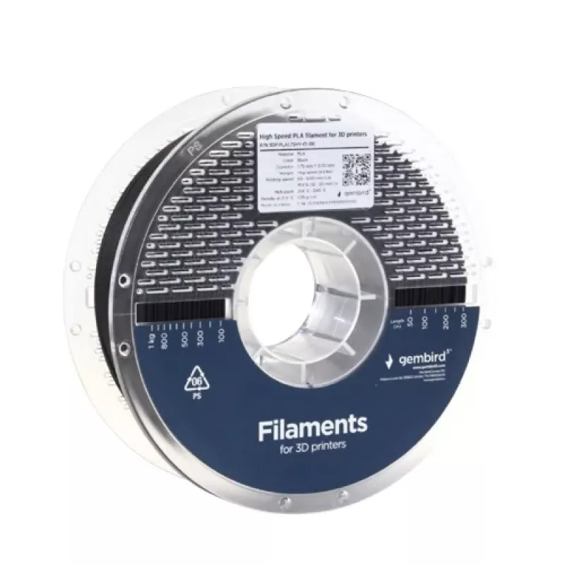 Filamento para impresión 3D Gembird PLA 1,75 mm Negro 1 kg bobina