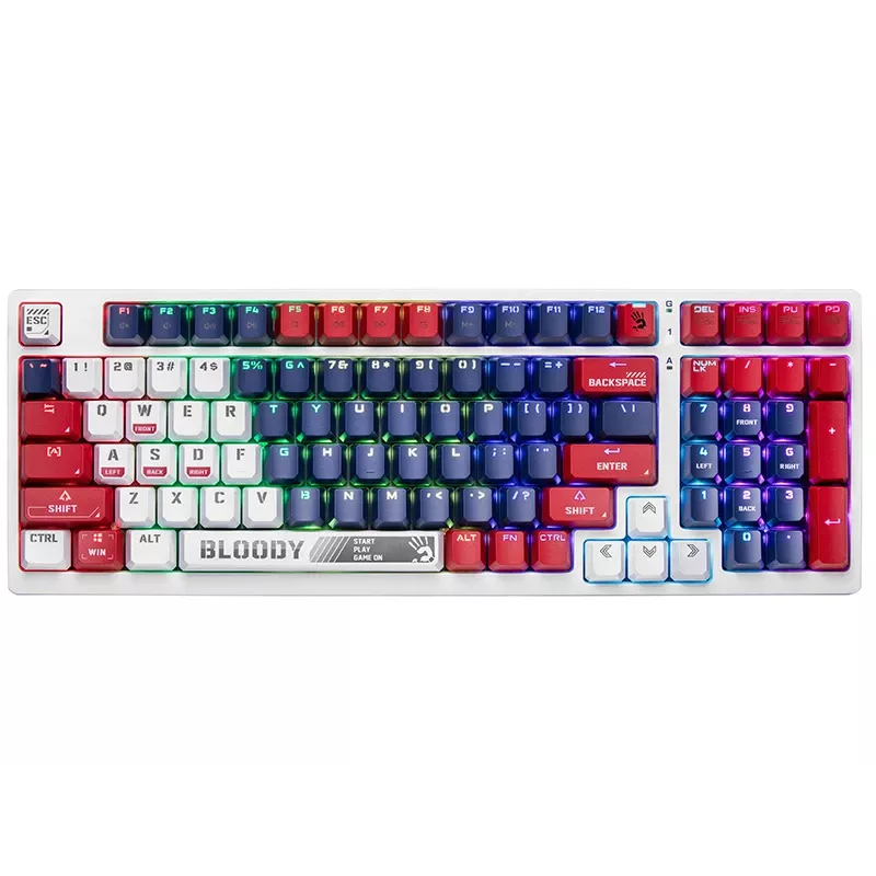 Teclado gaming mecánico A4Tech Bloody S98, USB, Sports Navy, interruptores BLMS Red Plus