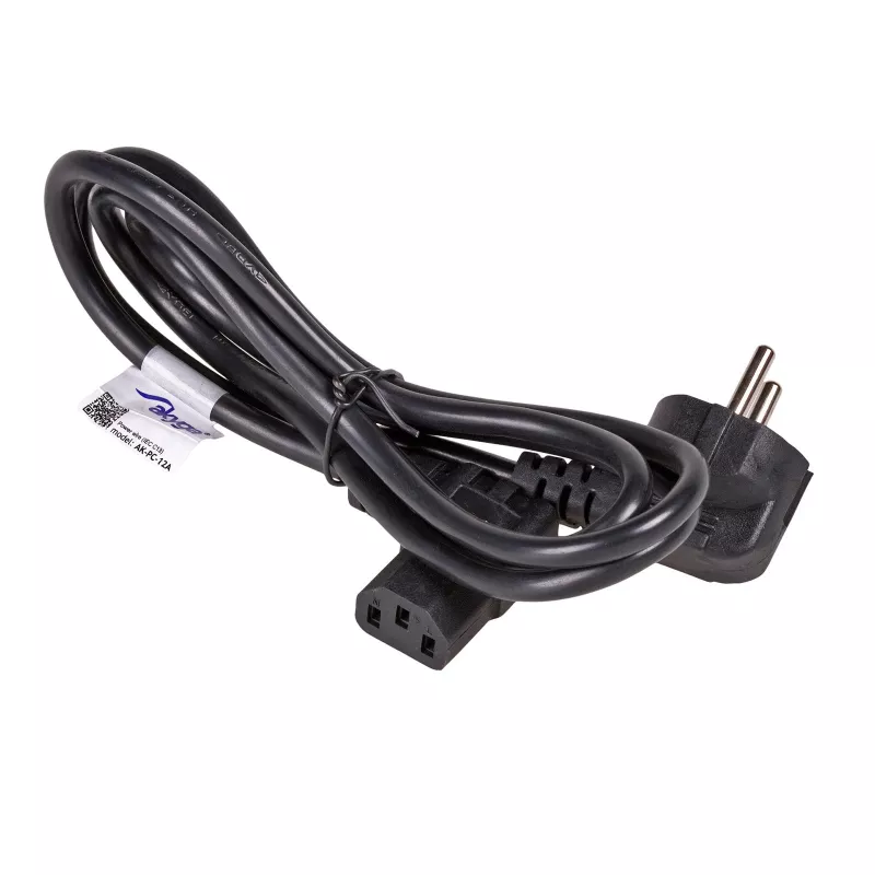 AKYGA AK-PC-12A cable de alimentación en ángulo CEE 7/7 a IEC C13, 3 m, Negro