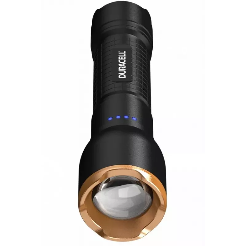 Linterna Duracell DF2500R — negra, linterna de mano recargable