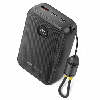 Cargador portátil Vention FKBB0-C 20000 mAh Powerbank, 1x USB-A + 2x USB-C, negro