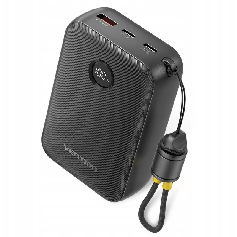 Cargador portátil Vention FKBB0-C 20000 mAh Powerbank, 1x USB-A + 2x USB-C, negro