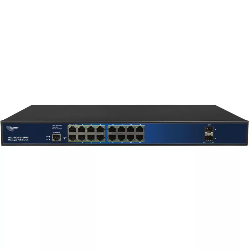 Switch PoE ALLNET ALL-SG8618PM 18 puertos Gigabit (16 PoE + 2 uplink)