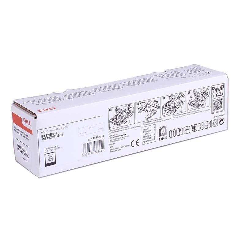 Oki B432 Tóner 12K Ultra Alto Rendimiento Negro 45807111 OK06342