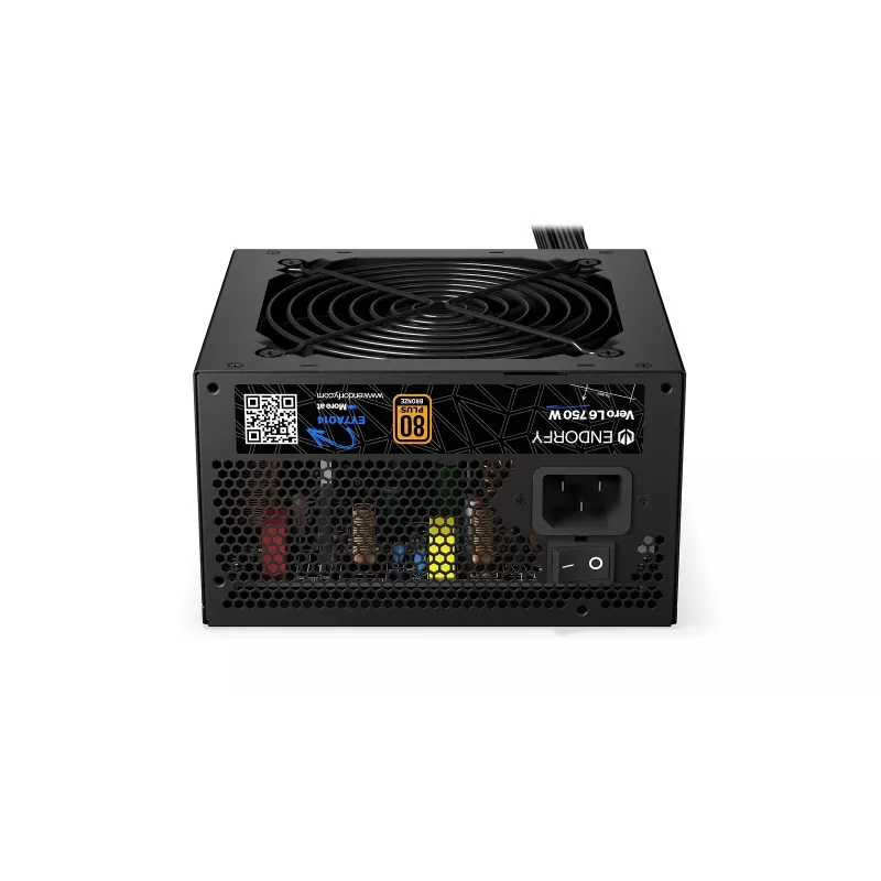 Fuente de alimentación ENDORFY Vero L6 750 W, 24 pines ATX, 80 PLUS Bronze, ventilador de 120 mm, Negro