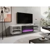 Mueble TV cama meble POLO 180x33x39 cm con chimenea eléctrica 1400–1600 W, laminado, blanco/negro