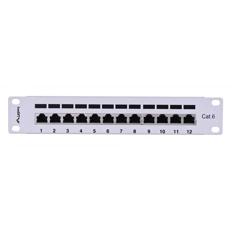 Patch panel LANBERG PPF6-9012-S, 12 puertos, metal, gris, 1HE, 215×130×44.5 mm
