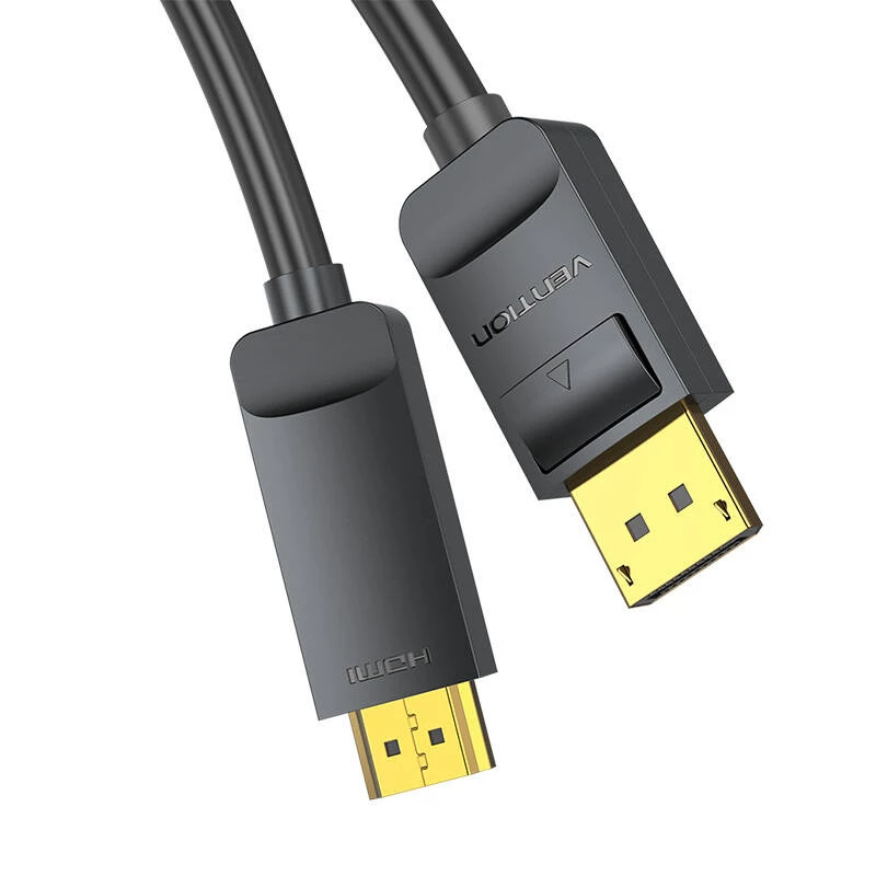 Adaptador de cable DisplayPort a HDMI Vention HAGBH, 2 m, negro, 7 mm de diámetro