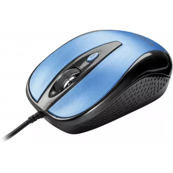 Ratón USB con cable, 4 botones, óptico, simétrico, azul