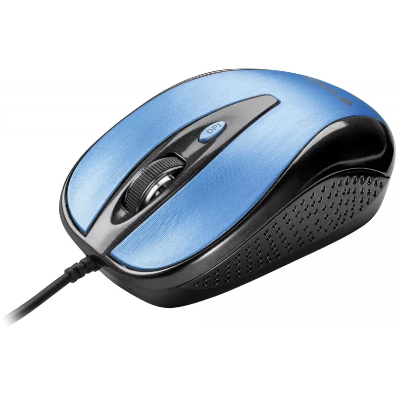 Ratón USB con cable, 4 botones, óptico, simétrico, azul