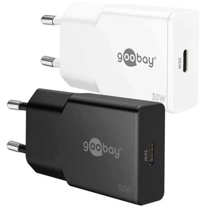 Goobay cargador rápido USB-C™ PD GaN delgado (30 W) negro