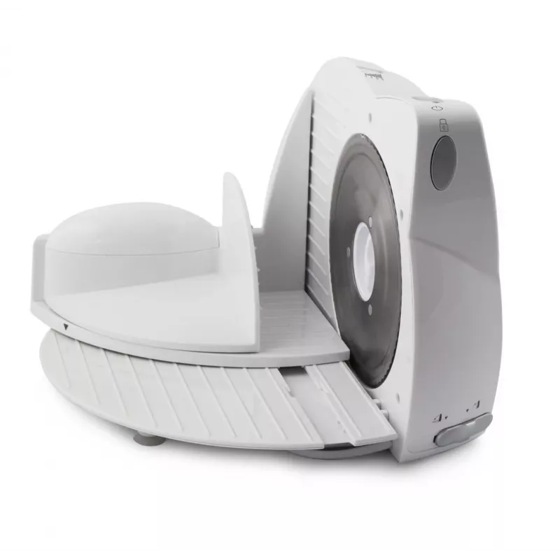 Cortadora eléctrica universal ESPERANZA EKM017W — 150 W, cuchilla de acero inoxidable de 17 cm, grosor de corte máximo 15 mm, color acero inoxidable, carcasa de plástico