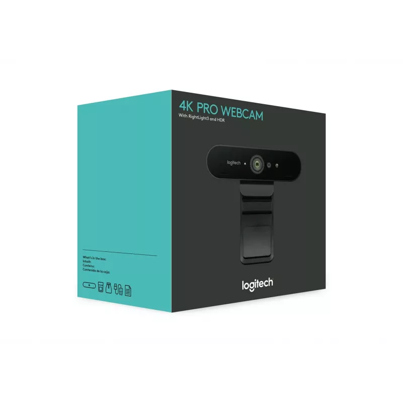 Logitech BRIO 4K Ultra HD Pro webcam 960-001106, 4096x2160, HDR, RightLight 3, zoom digital 5x, autoenfoque, USB 3.0 (USB-C), negra