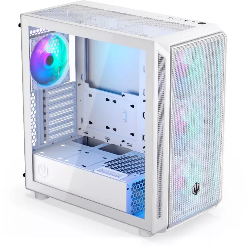 Caja de PC Endorfy Arx 700 ARGB, torre Midi, ATX, cristal templado - incluye 4 ventiladores ARGB de 140 mm, blanco (EY2A017)