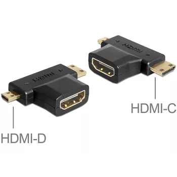 Adaptador de cambio de género de cable HDMI-C HDMI-D HDMI-A DeLOCK 65446