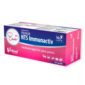Vetfood Premium NTS Immunactiv 120 cápsulas — complemento alimenticio para perros y gatos, apoyo del sistema inmunitario