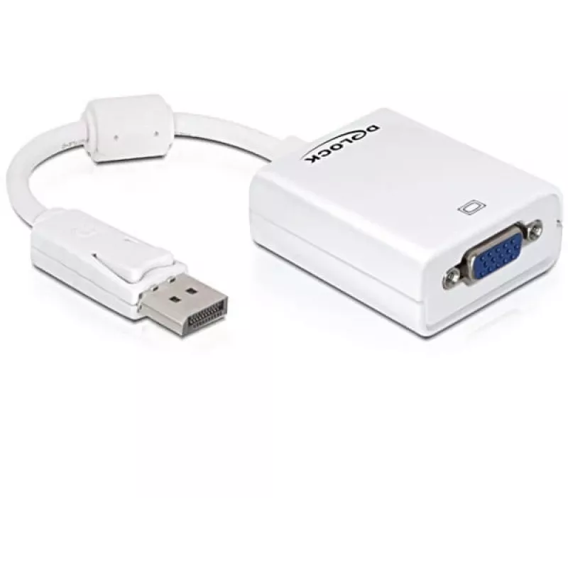 Adaptador de cable de vídeo DeLOCK 61766 0,125m VGA DisplayPort blanco