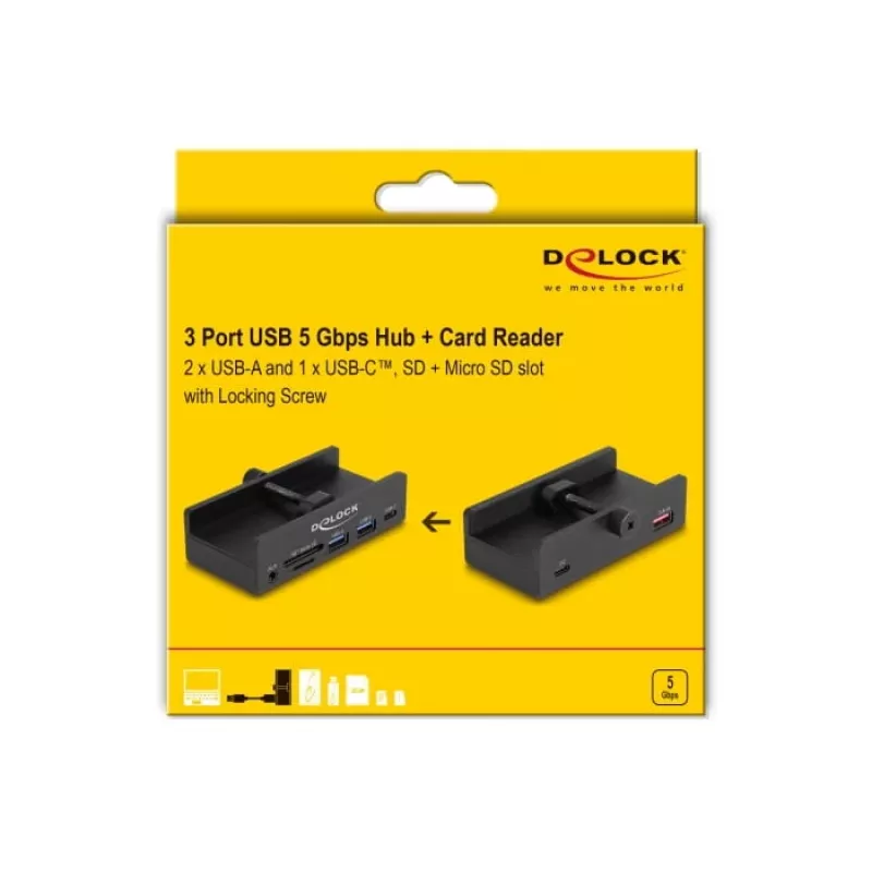 DeLOCK 64285 hub USB 2.0 Type-A 5000 Mbit/s negro