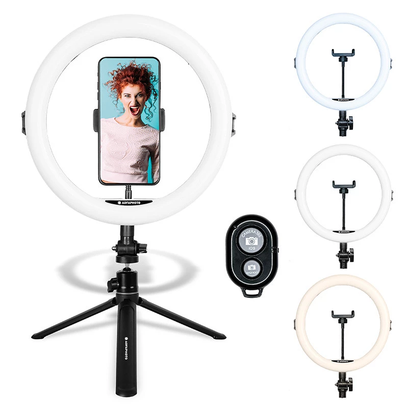 Agfa Arl11 Ring Light anillo LED 120 Vlog + trípode + mando a distancia