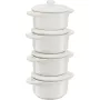 Set de 4 mini cocottes redondas de cerámica, blanco marfil (1009383)