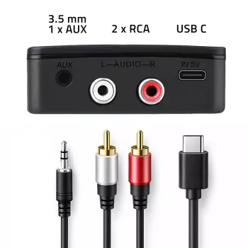 QOLTEC Wireless Audio HiFi emisor/receptor modelo 56981 — puente de audio Bluetooth/Line-In