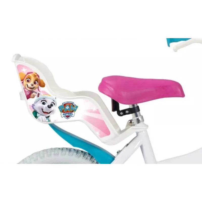 Bicicleta infantil de ciudad Toimsa PAW PATROL 14 inch acero, ruedas inflables de 14 inch, frenos de llanta delantero/trasero, cesta, asiento para muñecos, ruedines