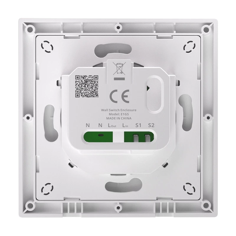 Carcasa de interruptor de pared Sonoff E1GS con conexión de neutro para instalación sencilla